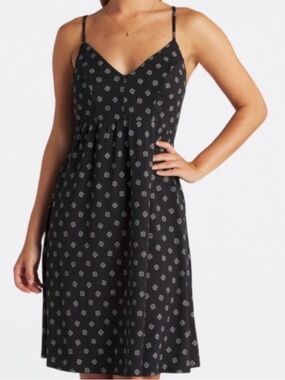 nine britton Black Mini Dress with White Geometric Print